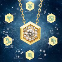 Jewelvary 18k金女款十二星座情侣钻石吊坠项链 意大利进口 轻奢